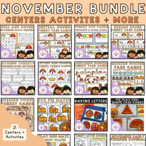 Kindergarten November / Thanksgiving Everything BUNDLE | Centers + More!