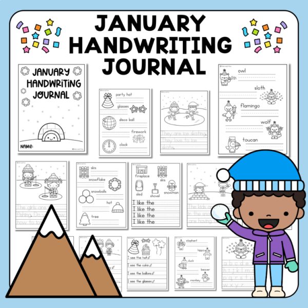 January Handwriting Journal | Kindergarten Winter and New Years Journal