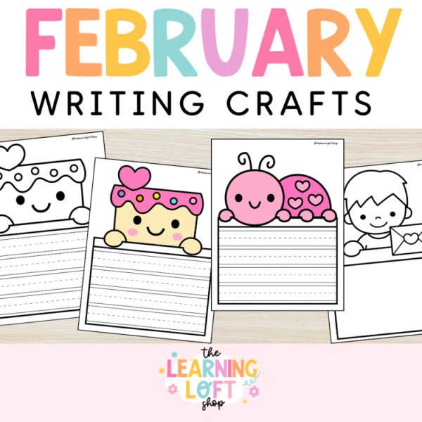 February Writing Craft | k-2 writing craft Valentines | B & W + Color