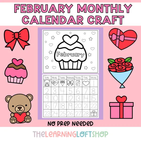 February Calendar Craft | No PREP | Math and Monthly Craft 2026