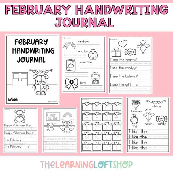 February Handwriting Journal | NO PREP Valentine Themed Handwriting