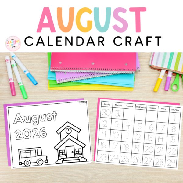 August Kindergarten Calendar Craft | File Folder Craft | NO PREP AUGUST 2026