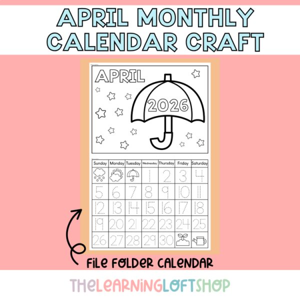 April Calendar Craft | Monthly File Folder Craft | K-2