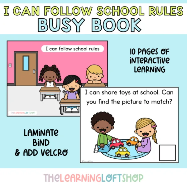 Busy Book: I can follow school rules | Kindergarten Busy Books SEL