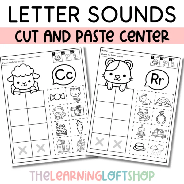 Letter Sound Sort | Cut & Paste Center | Animal Themed | Kindergarten Phonics