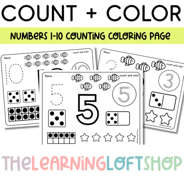 Kindergarten Count and Color | Numbers 1-10 | Counting and Identifying Center