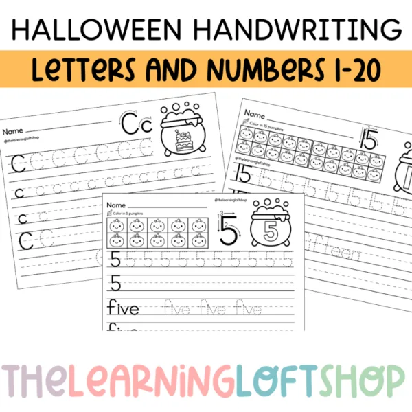 October Halloween Handwriting Letters and Numbers 1-20 | Kindergarten Preschool