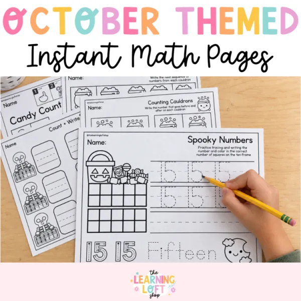 Kindergarten October Math Pages | Instant Math Practice | Counting + Numbers