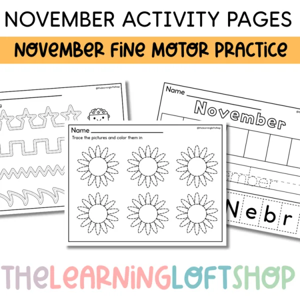 November Instant Fine Motor Practice | Kindergarten Preschool Thanksgiving