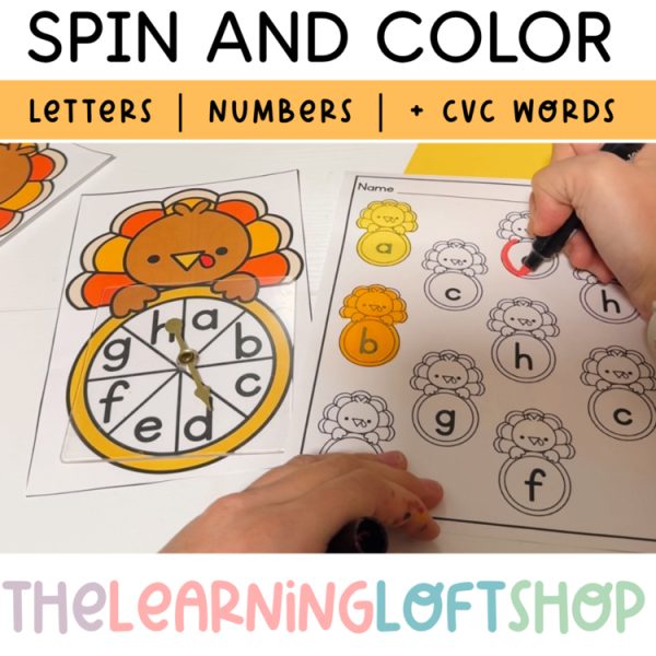 Thanksgiving spin and color | Letters, Numbers, CVC words