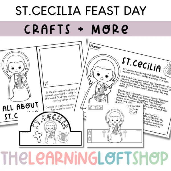 St.Cecilia Feast Day Craft, Mini Book, Crown, and More! Catholic Learning