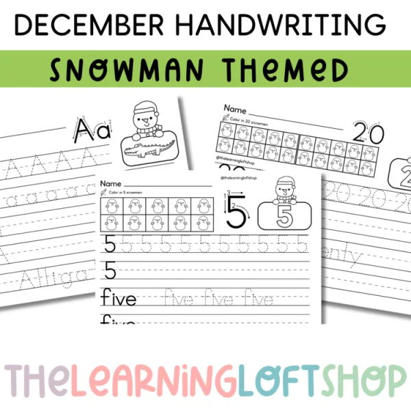 Snowman Handwriting Practice | Numbers 1-20 & Letters