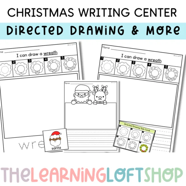 Christmas Directed Drawings + Writing Center | Kindergarten Writing Center