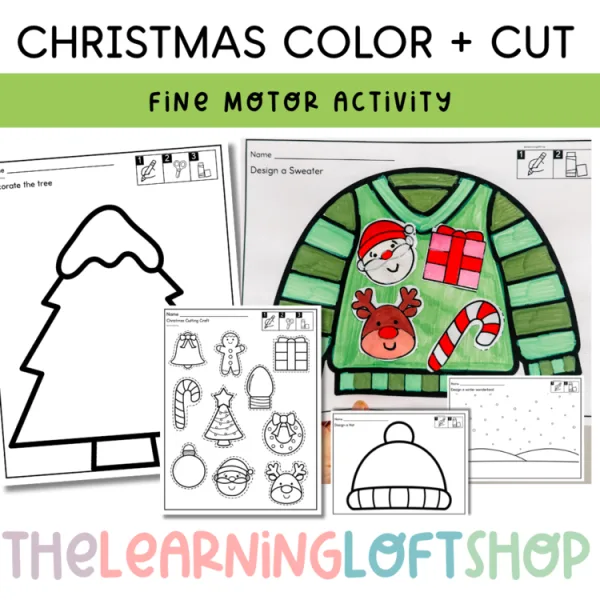 Christmas cutting practice and activity | Kindergarten Preschool