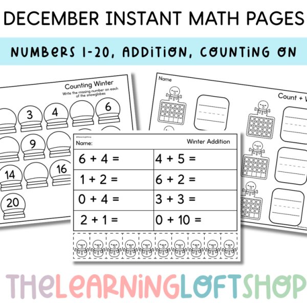 December Instant Math Practice | Kindergarten Math Practice | 44 Pages