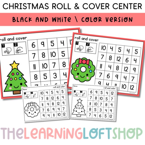 Christmas Roll and Cover / Color | B&W + Color Version | Numbers 1-12 | Centers