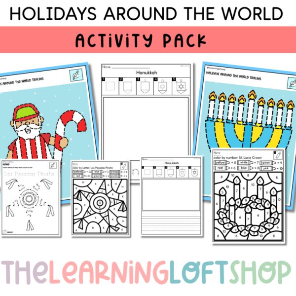 Holidays Around the World Activity Pack | Color by Number, Directed Drawings