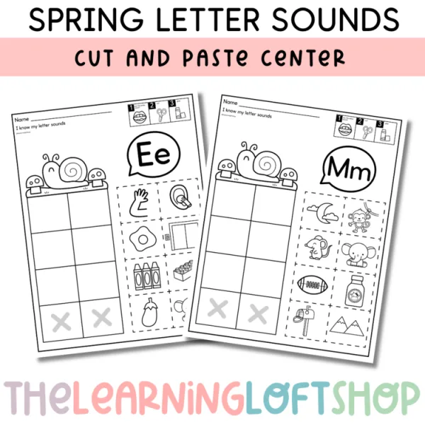 April & Spring Themed Letter Sound Sort Cut and Paste | Kindergarten Centers