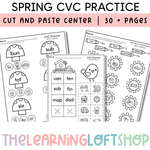 April / Spring CVC Cut and Paste Center | Kindergarten Centers