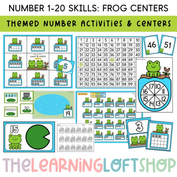 Number Skills Unit 1: Numbers 1-20 Activities & Centers (Spring Frogs)