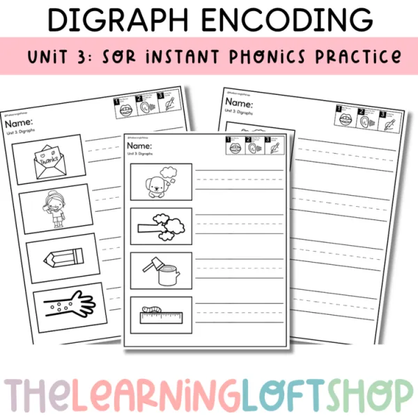 Unit 3: Digraph Encoding Worksheets | Kindergarten Phonics Writing Practice