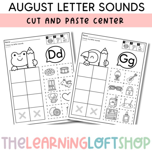August Letter Sound Sort | Cut & Paste Center | Kindergarten Centers
