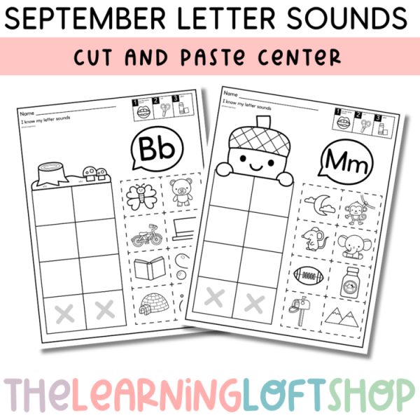 September Letter Sound Sort | Cut And Paste Center | Kindergarten Centers