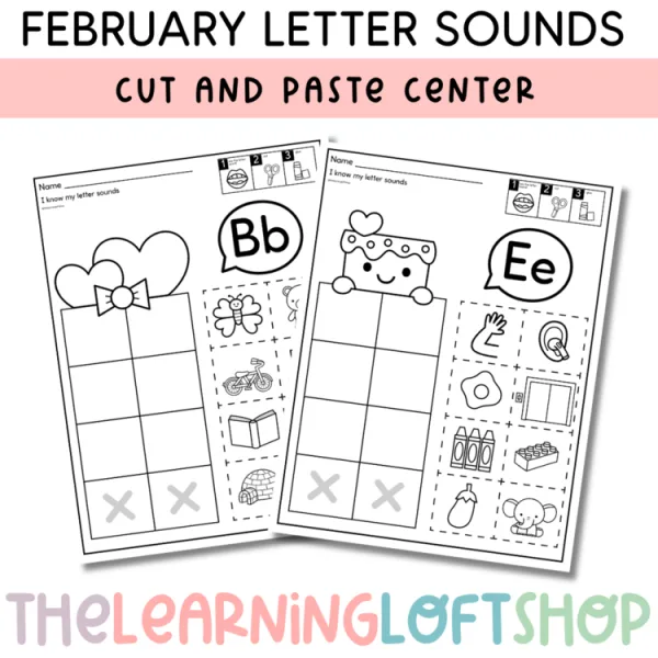 February Letter Sound Sort | Cut and Paste Center | Kindergarten Centers