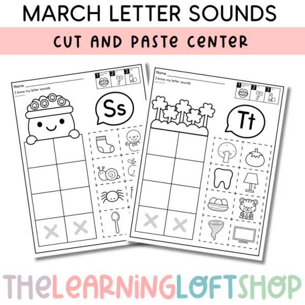 March Letter Sound Sort | Cut and Paste Center | Kindergarten Centers