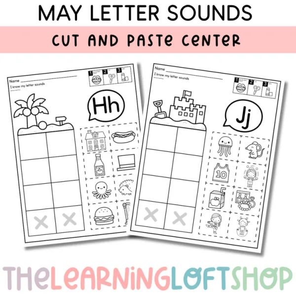 May Letter Sound Sort | Cut And Paste Center | Kindergarten Centers