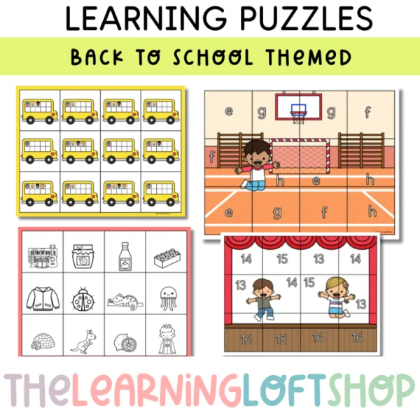 August Themed Learning Puzzles | Letters, Numbers, Shapes, + CVC Words