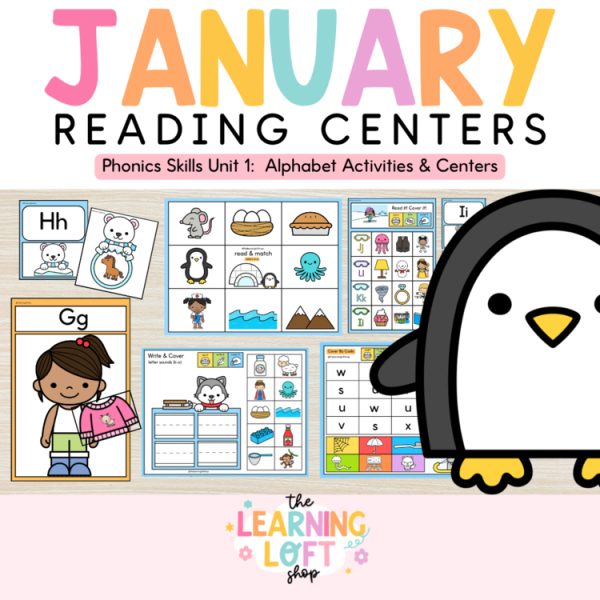 Phonics Skills Unit 1: Winter Kids Themed Alphabet Activities & Centers: January