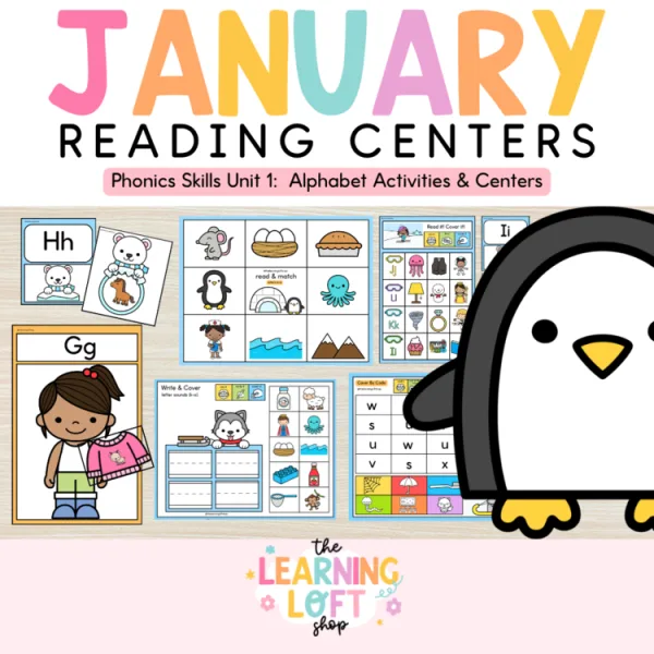 Phonics Skills Unit 1: Winter Kids Themed Alphabet Activities & Centers: January