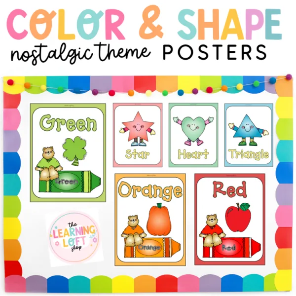 Shape + Color Posters | Early 2000 Bears Theme| Kindergarten and Preschool Decor