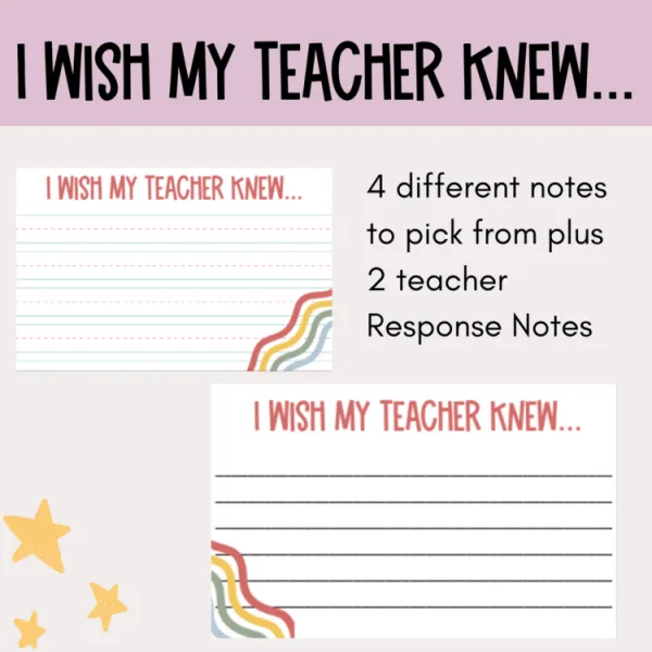“I wish my teacher knew” Cute teacher notes/teacher response
