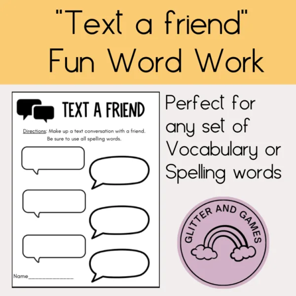 “Text a Friend” Word Work for any List!