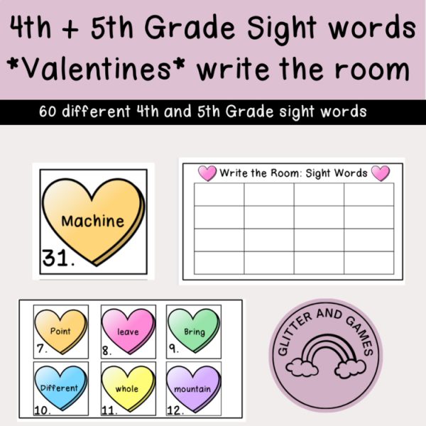 4th and 5th Grade Sight Words Valentines day Write the Room