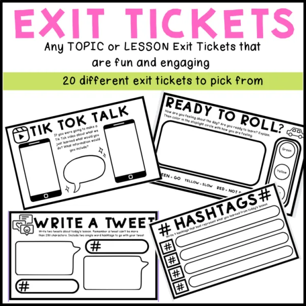 Exit Tickets for any subject/topic/lesson *Fun and Engaging* No Prep Needed