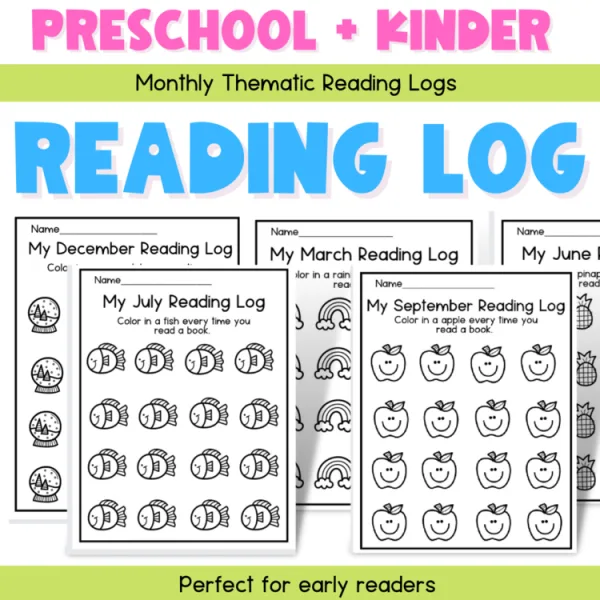 Preschool or Kinder Reading Logs Monthly Thematic