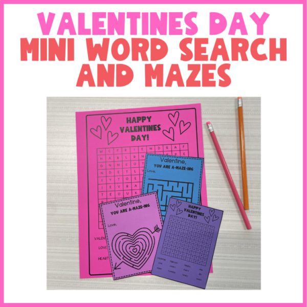 Valentines Day Mazes and Word Search Tags | valentines day student gift