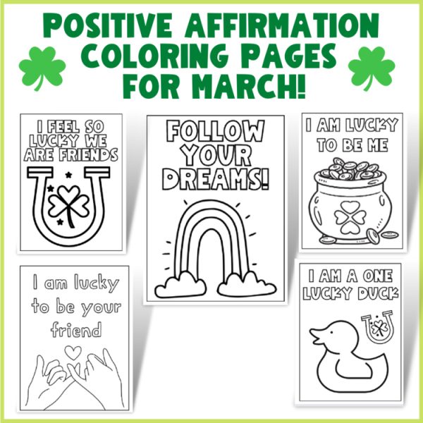 Positive Affirmation Coloring Pages March