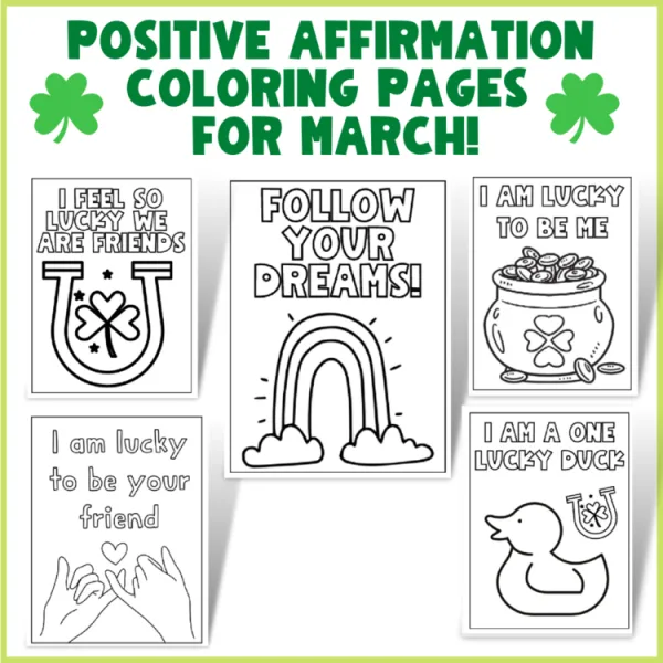 Positive Affirmation Coloring Pages March