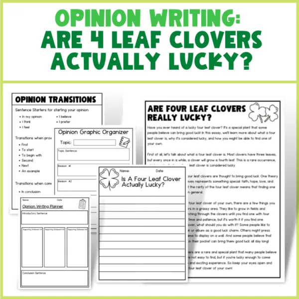 Opinion Writing Are 4 Leaf Clovers Actually Lucky? | opinion writing