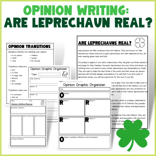 Opinion Writing: Are Leprechauns Real? | reading + writing