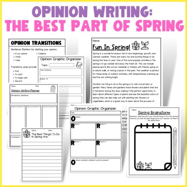 Spring Opinion Writing: Reading + Writing Activity
