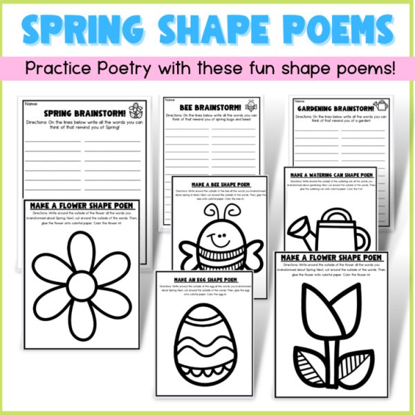 Spring Shape Poems | simple writing activity + craft!