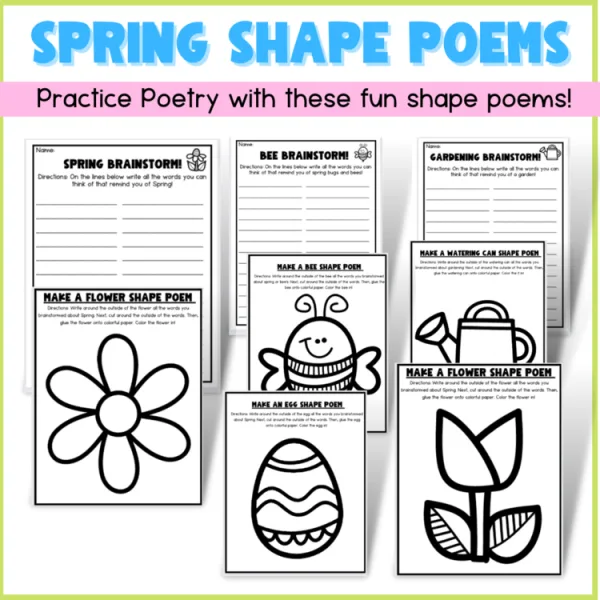 Spring Shape Poems | simple writing activity + craft!