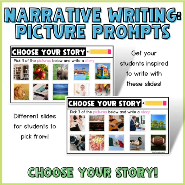 Narrative Writing Activities | choose your story picture prompts | Simple + Fun